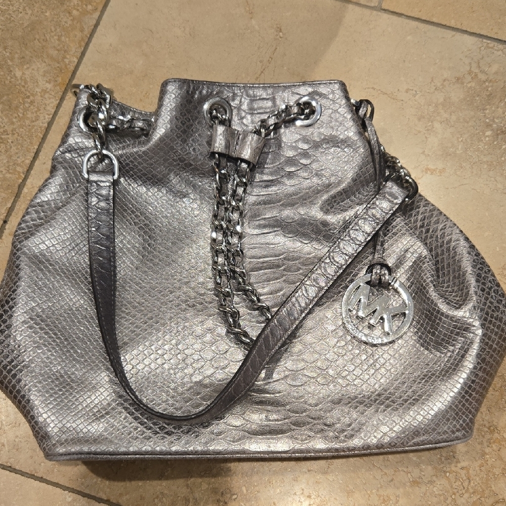 Michael Kors Silver Shoulder Tote Bag